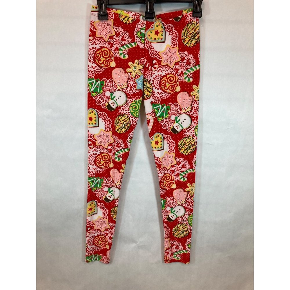 Women's Straight Legged Red Christmas Printed Ankle Length Fashion Leggings